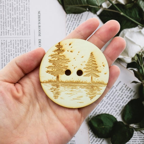 30pcs 2.36" (60mm) Engraved Wooden Button Sewing DIY Craft...