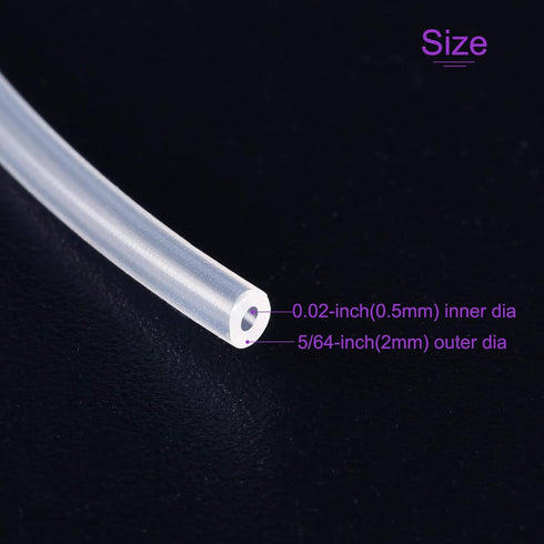 DMiotech 0.5mm ID 2mm OD 0.75mm Thick 3.3 Feet Clear Silicone Tube Industrial Silicone Tubing for Water Air Pump...