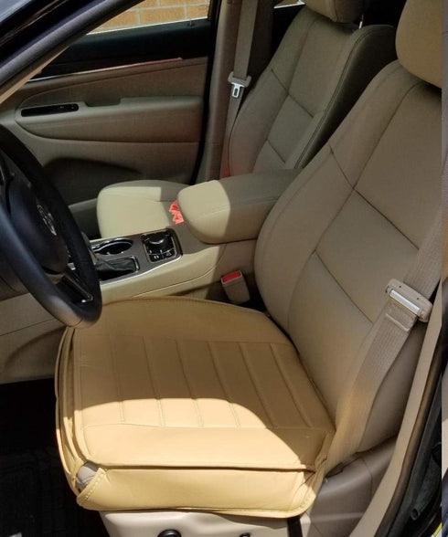Car Seat Cushion, 1PC Edge Wrapping Car Interior PU Leather Car Seat Cushions Protector Front Car Seat Covers, Single Seat Cushion Cover Pad Mat f...