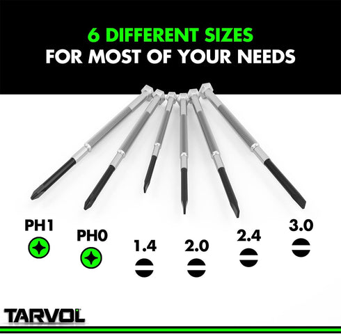 Precision Screwdriver Set (Set of 6 with Case) Flathead & Philips in 6 Different Sizes - Perfect Mini Screwdriver Bits for Jewelry Repair, Watch R...