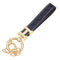 Black Leather double Bling Rhinestones keychain Fingerprint Resistant Plating Metal Key Chain Ring...
