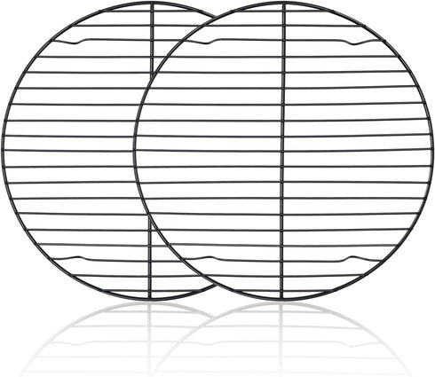 TeamFar 10.5 Inch Non-Stick Cooling Rack, Round Coated Stainless Steel Cooking Wire Rack Set of 2, for Baking/Roasting/Steaming/Cooling, Healthy &...