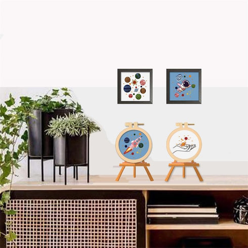 BEUNITONE 4PCS Universe Embroidery Kit Rocket Stamped Cross Stitch Kit Planet Astronauts Needlepoint Kit DIY Adult Beginner Stamped Cross Stitch K...