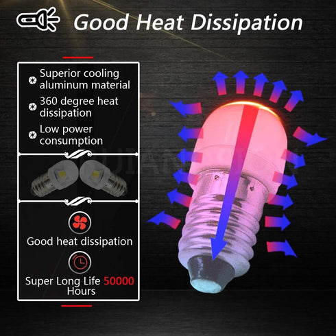 Ruiandsion 4pcs E10 LED Bulb 3V 0.6W 5050 1SMD White 6000K LED Replacement Bulb Upgrade for lamps Flashlights Torch Light,Negative Earth...