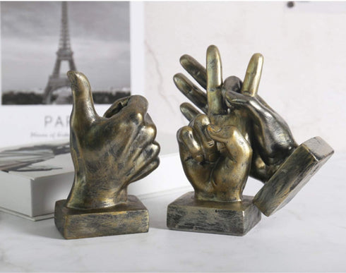 Nice purchase Hand Finger Gesture Desk Statues Fingers Sculpture Creative Home Living Room Cabinet Shelf Decoration (Victory Gesture in Silver)...