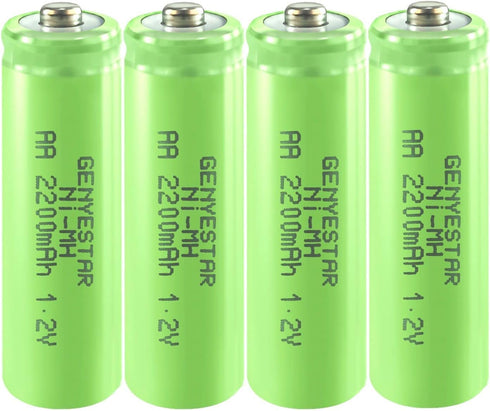 Rechargeable AA Battery NIMH 1.2V Double A 2200mAh High Capacity 4 Pack Pre-Charged Solar Batteries Low Self Discharge for Solar Light Replacement...