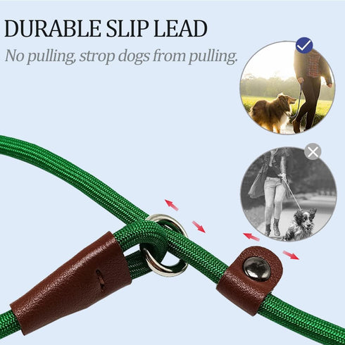 MayPaw Slip Lead Control Leash for Dogs No Pull, 13+ Colors Classic Dog Leash 7FT Pet Slip Leash, 1/4” Rope Leash for Small Medium Animals dark gr...