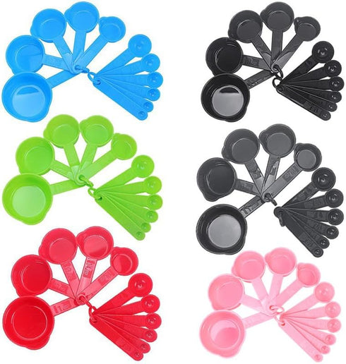 Plastic Measuring Cups and Spoons Set of 11, Kitchen Measuring Cups and Spoons Set for Dry & Liquid Ingredients, 5 Measuring Cups & 6 Measuring Sp...