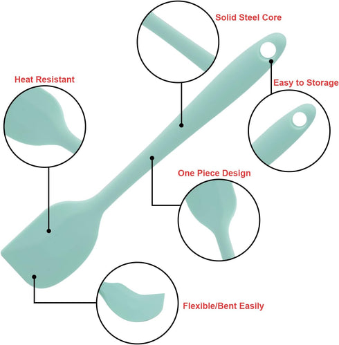 Silicone Spatulas Set, Rubber Spoon Spatula Heat Resistant Spoonula One Piece Design Seamless Spatula Non-Stick Scrapers Baking Mixing Tool (Light...