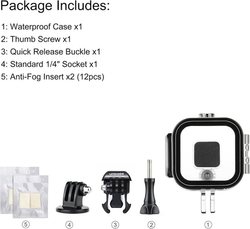 60m Waterproof Dive Housing Case with Bracket Accessories for GoPro Hero 5 Session Hero 4 Session Hero Session Cameras...