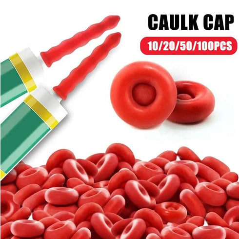 10Pcs Red Nozzle Protective Cover,Emulsion Glass Caulk Caps,Caulking Sleeves Sealing Cover,Nozzle Protective Cover,Sealers Caulk Tip Covers,Hardwa...