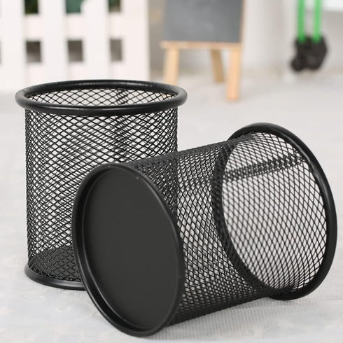 2 Pcs Wire Mesh Pen Cups Pencil Organizer Storage Holder Desktop Stationary Organizer Cup Makeup Brushes Organizer Holder for Home Office School...