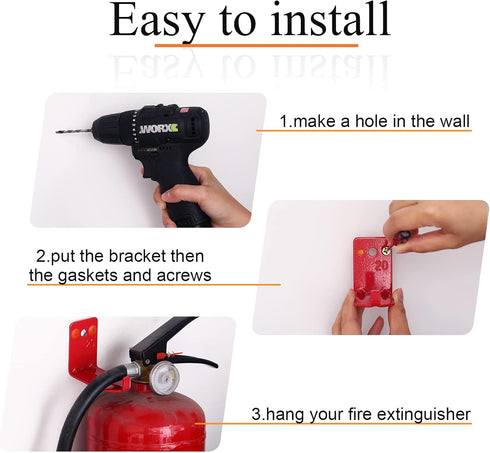 2 Pack Fire Extinguisher Holder and 4 Pieces Fire Extinguisher Sign Sticker, 20lb Fire Extinguisher Wall Hook Mount Bracket for Big and Small Fire...