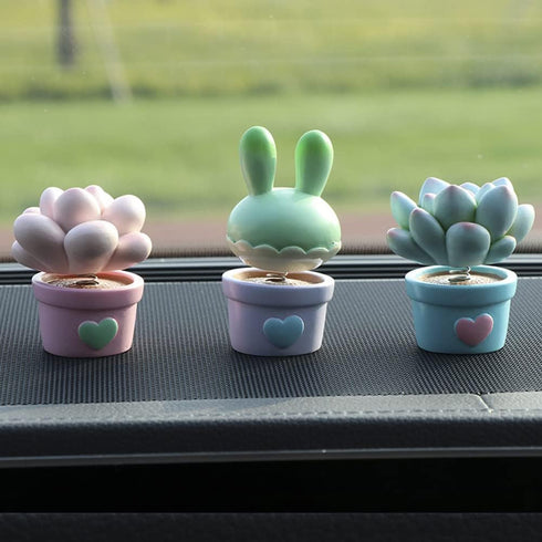 Succulent Pots,Zcargel Car Succulents Potted Decoration Cute Resin Ornaments Car Shaking Head Toy Car Dashboard Decoration for Home, Office and Ga...