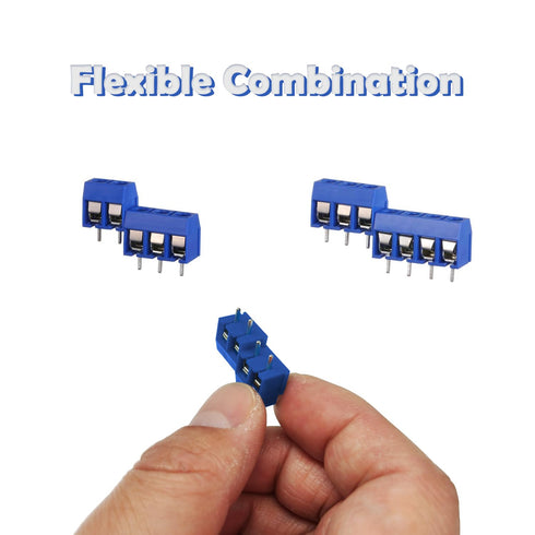 72PCS 5mm/0.2inch Pitch PCB Mount Screw Terminal Block Connector 2Pin 3Pin 4Pin Circuit Board Connectors PCB Wiring Terminals Blue...