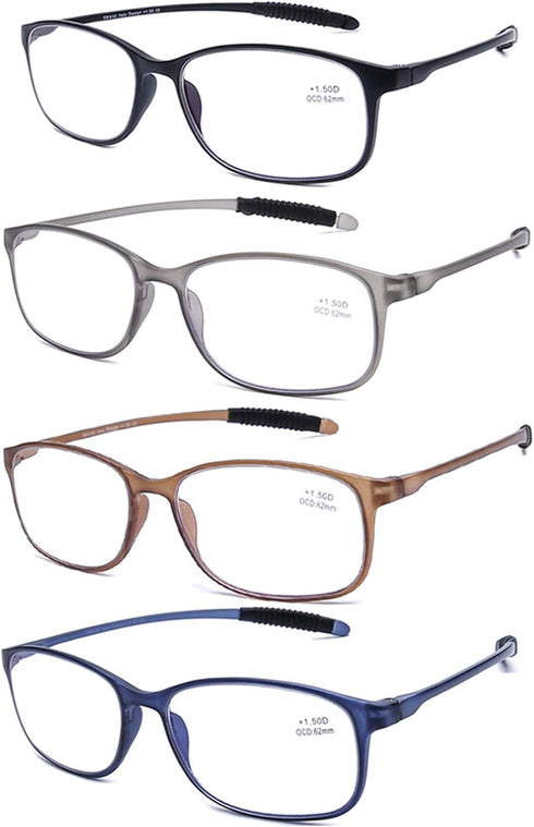 AQWANO 4 Pack Computer Reading Glasses Men Women Blue Light Blocking, Lightweight TR90 Flexible Frame Readers Glasses Anti Glare, 3.5...