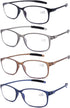 AQWANO 4 Pack Computer Reading Glasses Men Women Blue Light Blocking, Lightweight TR90 Flexible Frame Readers Glasses Anti Glare, 3.5...
