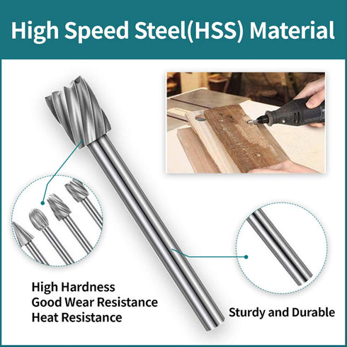 20PCS HSS Rotary Burr Set, Carving Bits and Engraving Router Bit Set for Rotary Tool Accessories with 1/8"(3mm) Shank for Woodworking, Engraving, ...