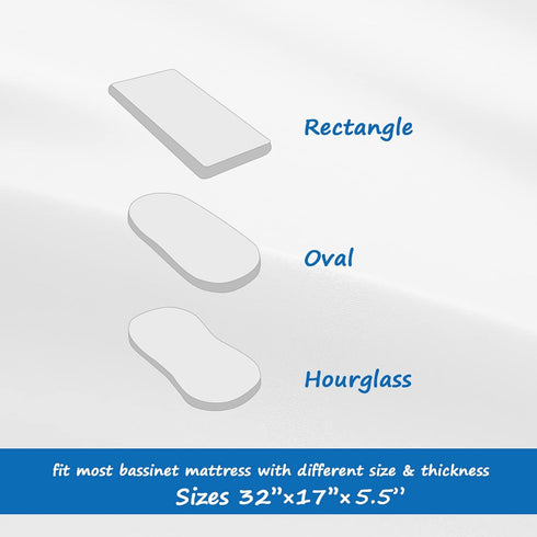 Satin Bassinet Sheet Soft Silk Bassinet Sheets for Baby Hair, Fit for Oval Rectangle and Hourglass Bassinet Mattress, Fitted Bassinet Sheets for B...