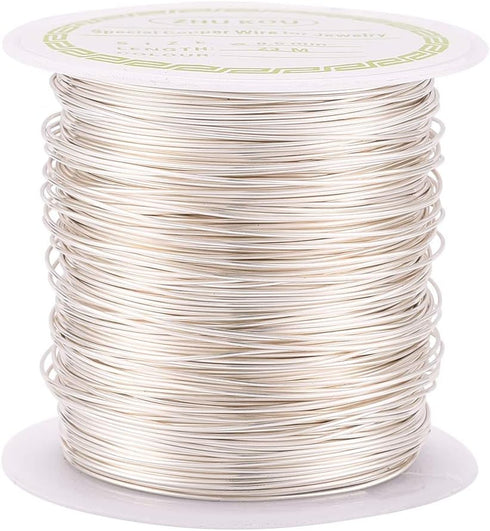 Pandahall 75.5 Feet Tarnish Resistant Copper Wire 24 Gauge Jewelry Beading Craft Wire for Jewelry Making (Silver)...