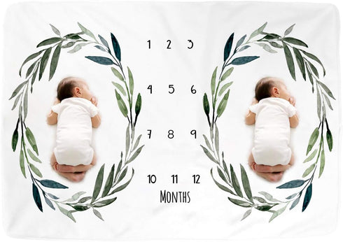 Kute 'n' Koo Premium Fleece Twins Baby Monthly Milestone Baby Blanket for Girl Boy, Large Personalized Photography Background Blankets, Thick Flee...
