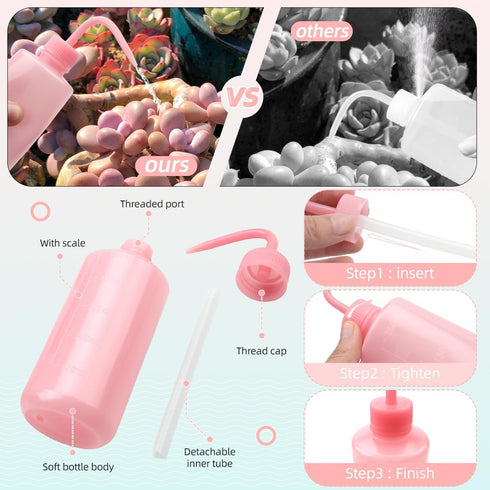 Tatoo Lash squeeze Bottle,Safety Rinse Bottle, Plastic Squeeze Medical Lab Washing Bottle (Pink &Blue, 500ml)...