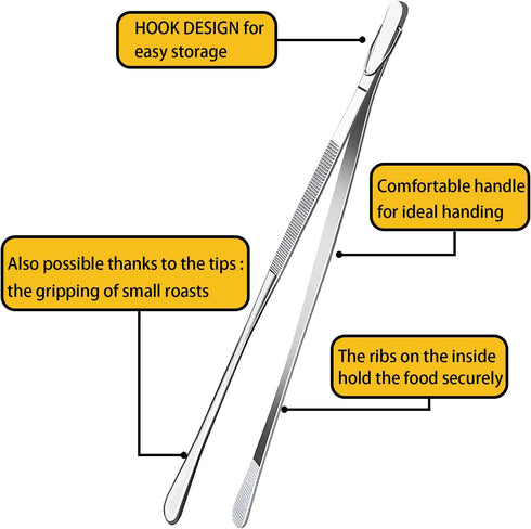 JETKONG 12-Inch Fine Tweezer Tongs Long Cooking Tweezer Stainless Steel Kitchen Tweezers...