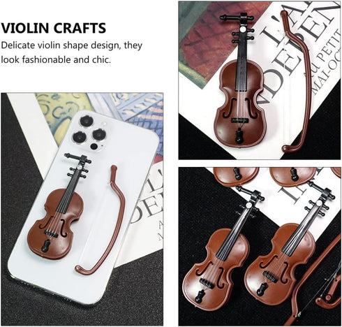 BESTOYARD 20 Sets Miniature Violin Tiny Violin Mini Musical Instrument Miniature Violin Model Dollhouse Furniture Crafts Ornament for Dollhouse Fa...