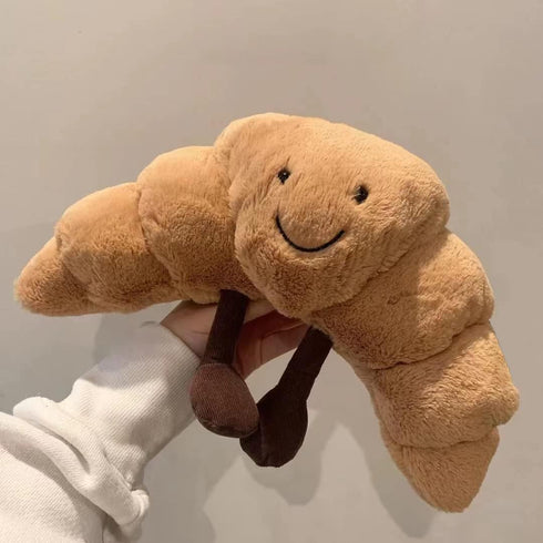 WeightedPlush 9" Croissant Plush Cute Smile Croissant Bread Pillow Stuffed Animals Funny Soft Food Plushies Toy for Gifts for Kids Birthday...