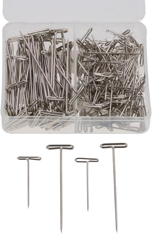 150Pcs T Pins, 1&2 Inch Sewing Pins Long Straight Pins for Foam Head with Box, Stainless Steel Wig Pins for Wigs, T Pins for Knitting Sewing, Quil...