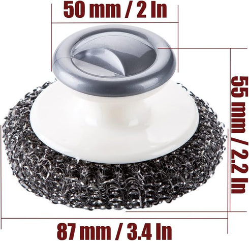 4Pcs Stainless Steel Wool Scrubber with Handle, Dish Scrubber Cleaning Supplies for Pots, Pans, Grills, Dishes...