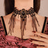 Chargances Stempunk Long Tassle Beaded Necklace Halloween Goth Black Lace Rhinestone Choker Collar Costume Party Prom Vampire Collar for Women and...