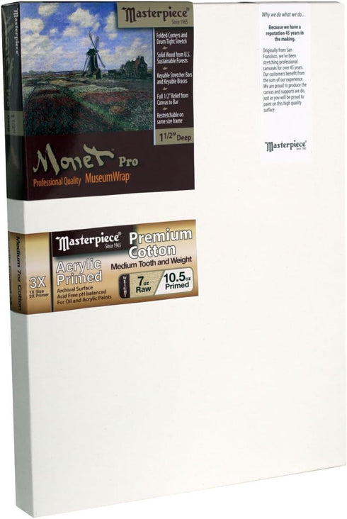 Masterpiece Artist Canvas 43028 Monet PRO 1-1/2" Deep, 11" x 14", Cotton 10.5oz - 3X - Monterey Most Popular...