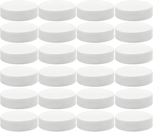 Cornucopia Brands Regular Mouth Plastic Mason Jar Lids, Unlined (24-Pack); Standard Size 70-450 White Plastic Caps for Mason Jars...
