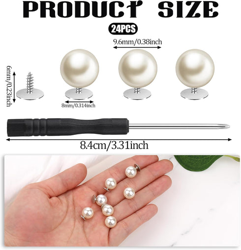 24 Sets Pearl Buttons for Clothes, Pearl Brooch Buttons No Sew Buttons Reusable Decorative Pearl Pins Buttons for Women Girls Shirt Dress Sweaters...