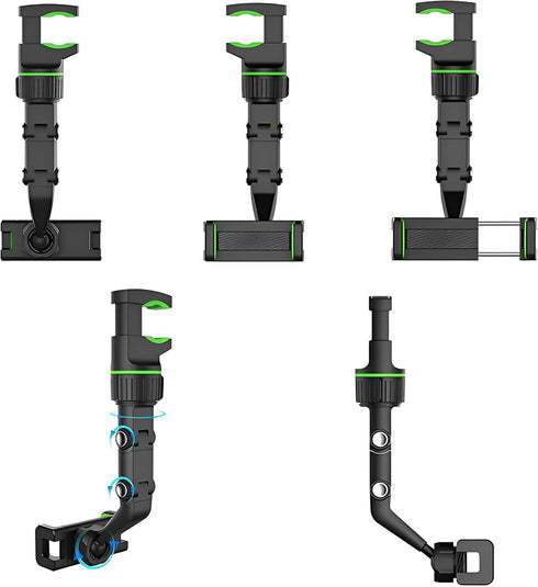 JacobsParts Rearview Mirror Phone Holder for Car, Rotatable and Retractable Phone Holder Mount for iPhone and Samsung - Universally Compatible wit...