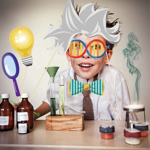25Pcs Science Photo Booth Props with Stick, Mad Scientist Selfie Props, Chemistry Laboratory Party Supplies, Lab Birthday Theme Backdrop Decoratio...