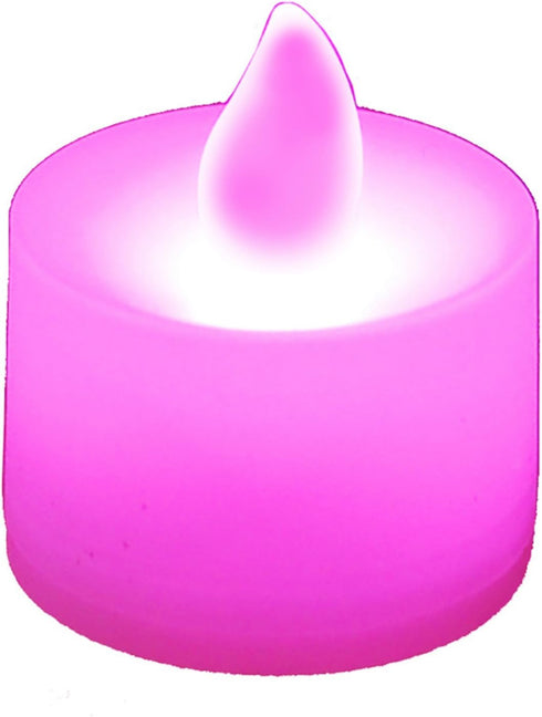 LumaBase Battery Operated Tea Light Candles, Pink - Set of 12...