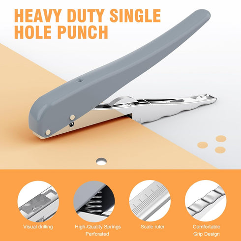 1/4 Heavy Duty 1 Hole Punch,Hole Puncher 25 Sheets Capacity One Hole Punch Heavy Duty Paper Punch for Paper ID PVC Cards Scrapbook Album (6MM)...