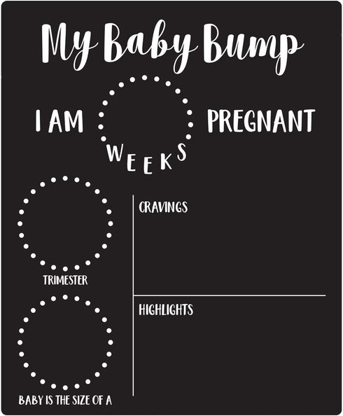 My Baby Bump Pregnancy Timeline Dry Erase Sign / 10" x 12" Black Dry Erase Style Mother Baby Size Tracking Sign/Monthly Milestone New Mom Photo Pr...
