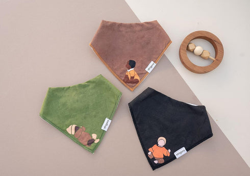 Brown Baby Bandana Bibs For Boys 5-Pack 100% Organic Cotton Drooling Teething Newborn 0-6 months Infant 6-18 months Toddler 18-36 months...
