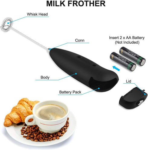 Onwon Handheld Milk Frother Electric Foam Maker, Battery Operated Mixer Whisk Milk Frother for Coffee, Latte, Cappuccino, Hot Chocolate and Milk...