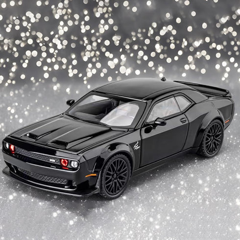 Toy Car Model 1/32 Dodge Challenger Hellcat Alloy Model Car with Light and Sound Collectible Model Cars Pull Back Toy Vehicles for Boys Children A...