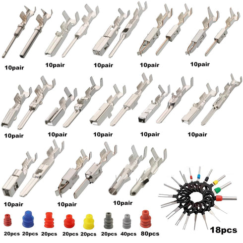 500Pcs Connector Pins Kit Terminal Pin Automotive Car Electrical 1/1.5/1.8/2.2/2.8/3.5mm Pins Male&Female Wire Pins, Wire Seals, Removal Tool kit…...