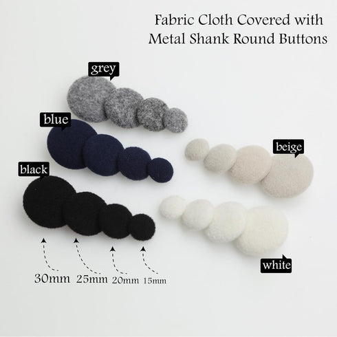 10PCS Fabric Cloth Covered Buttons with Metal Shank Buttons for Suits Gowns Blouses Tuxedo Sweaters Fabric Buttons Black 20mm...
