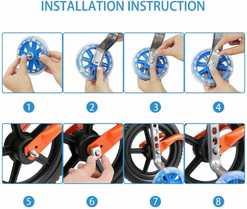 Training Wheels for Kids Bike, 1 Pair LED Flash Mute Bikes Training Wheels Children's Bicycle Adjustable Stabiliser Support Wheels for 12-20 Inch ...