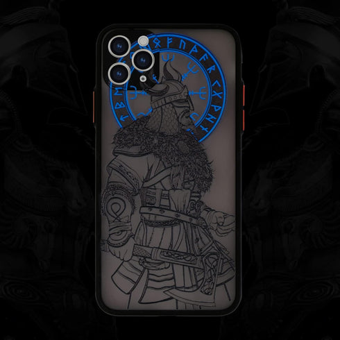 Cool Viking Phone Case with Viking Warrior 3D Embossed Compatible for iPhone 11 Pro Max Clear Frosted Trendy Phone Case...