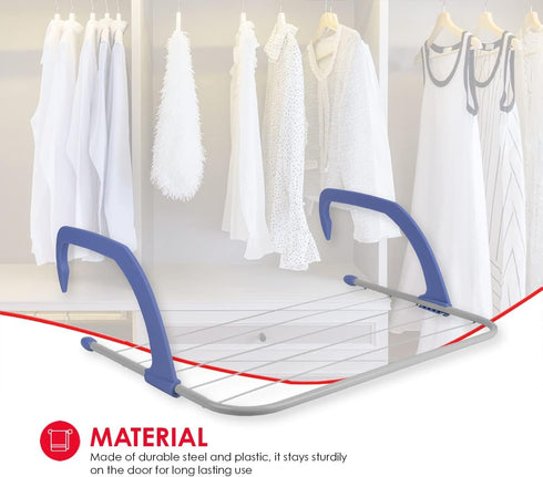 Home Basics Over The Door Laundry Drying Rack - Lightweight & Heavy-Duty Door Hanger Rod for Indoor Air Drying and Hanging Clothing, Towels, Coat,...
