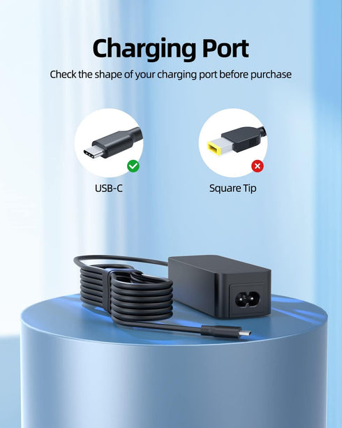 Charger Fit for Lenovo, Chromebook, ThinkPad, Yoga, (UL Safety Certified), USB C, 45W, Fast Charging...