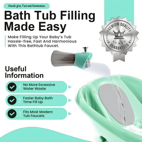 Bath Helper - Bath Tub Faucet Extender - Guides Water Directly from Faucet to Baby Bath Tub Without Excessive Water Waste and Splashing (Green)...